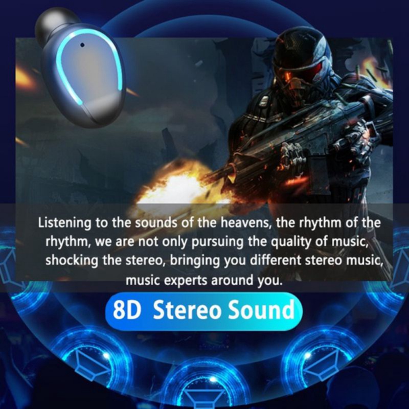 Bluetooth 5.0 Wireless Earbuds with Wireless Charging Case IPX7 Waterproof TWS Stereo Headphones in Ear Built in Mic Headset Premium Sound with Deep Bass for Sport,Black