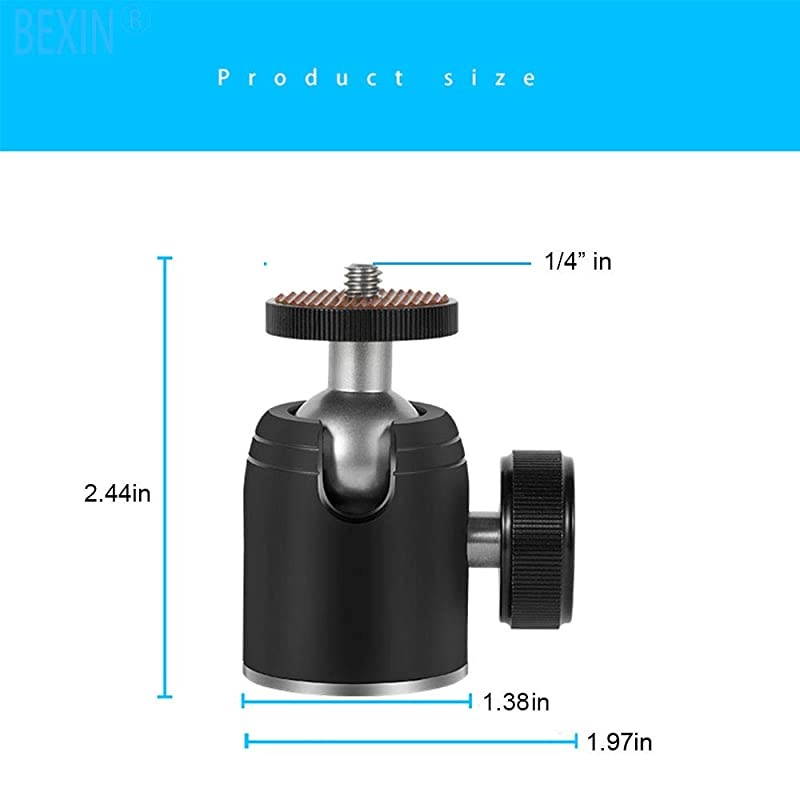 Tripod Mini Ball Head 360 Degree Metal Ballhead Tripod Mount with 38quot to 14quot Screw Adapter for Digital Camera DSLR Cell Phone Monopod Gopro Light Stand Lighthouses