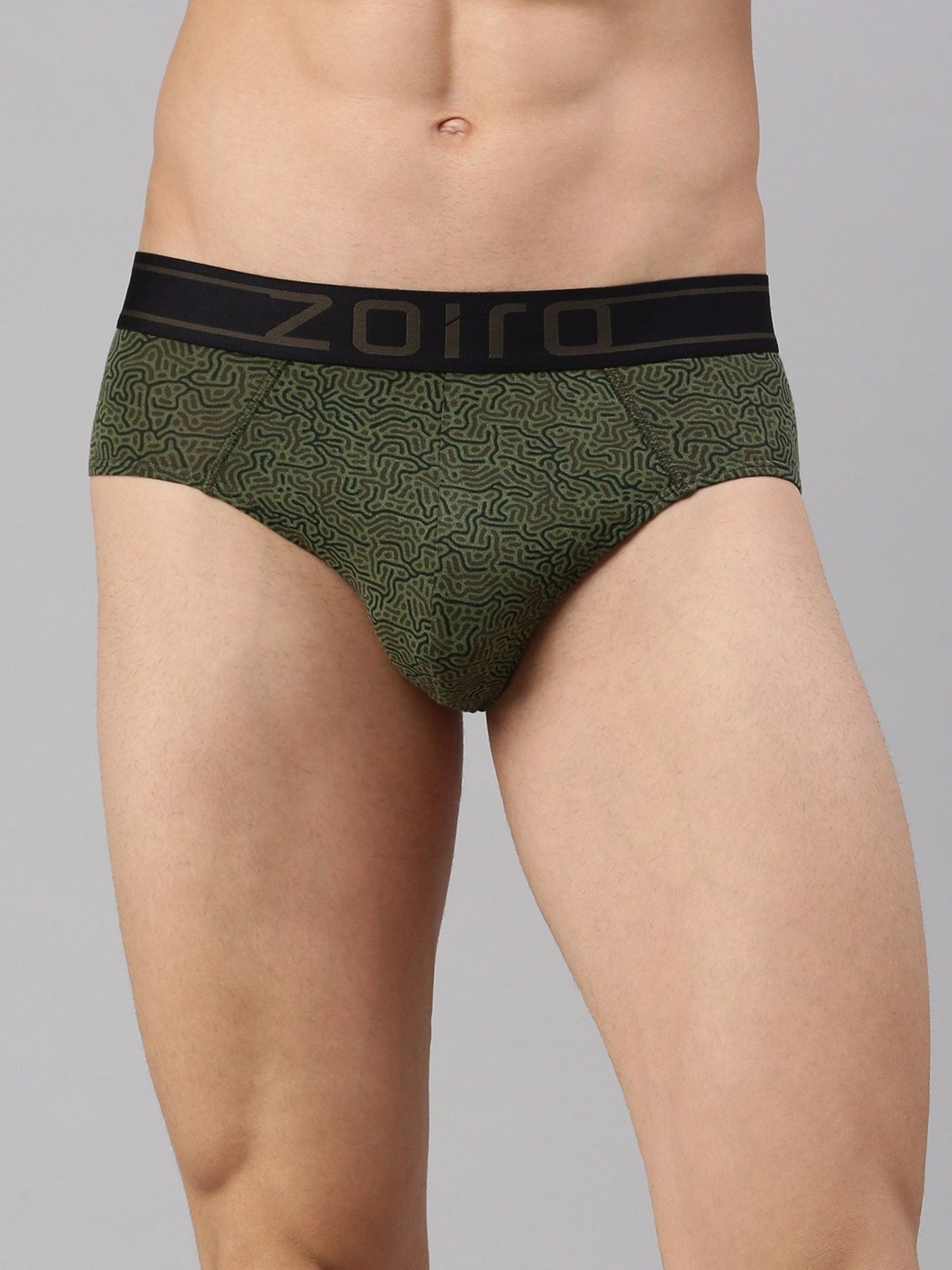 Zoiro Green Regular Fit Printed Briefs