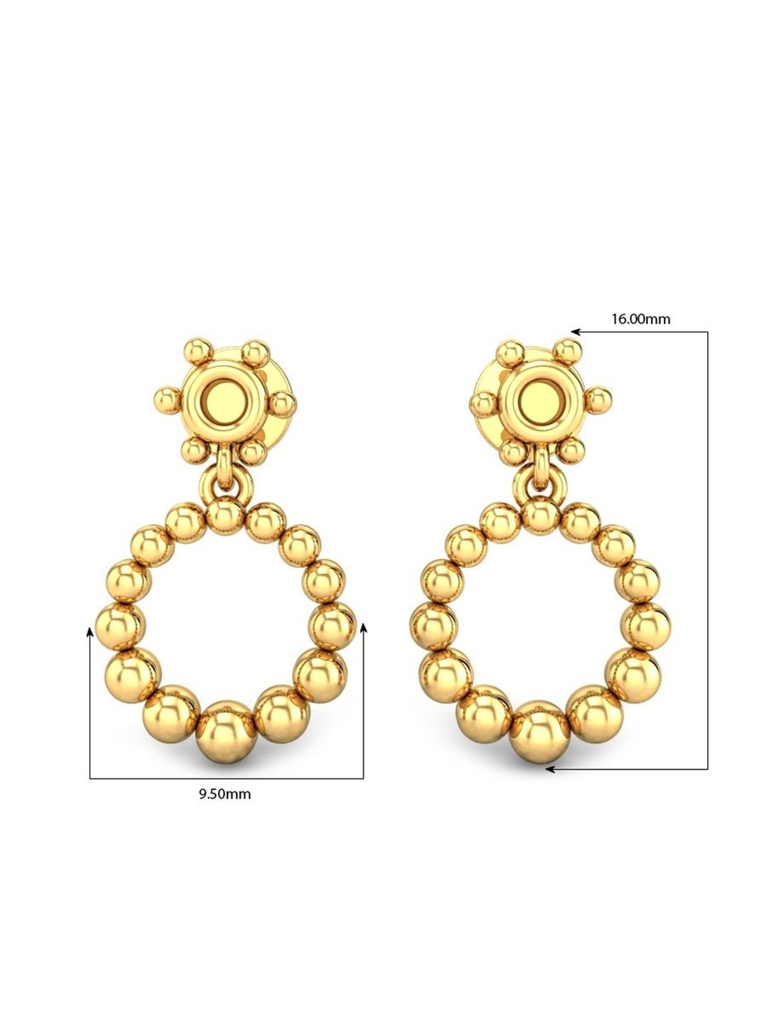 Candere by Kalyan Jewellers Peacock Collection 18k Yellow Gold Dangler Earrings for Women