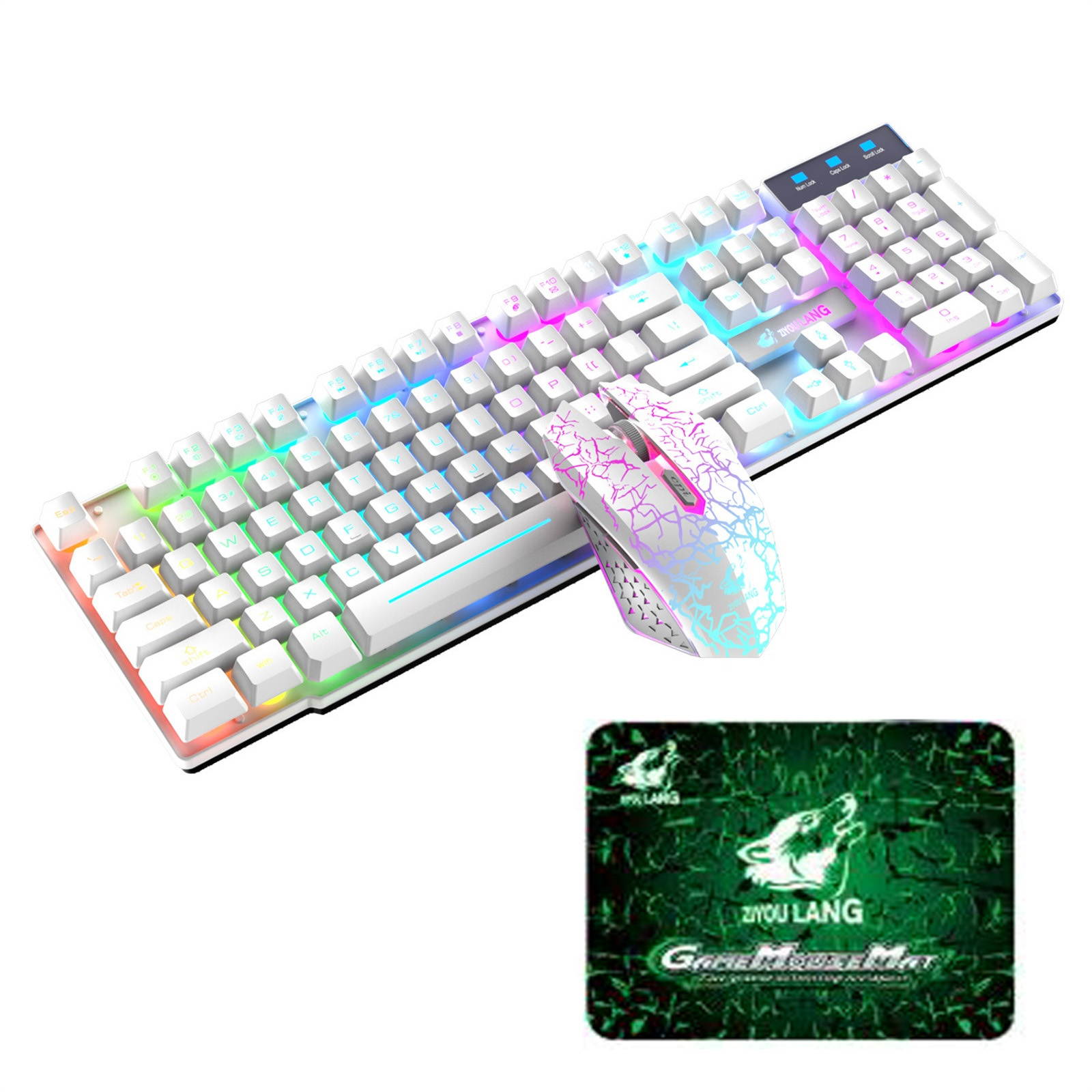 Rainbow Backlit Wireless Gaming Keyboard and Mouse Set, Rechargeable Waterproof Mechanical Feel Keyboard and Gaming Mouse for Gamer Laptop PC