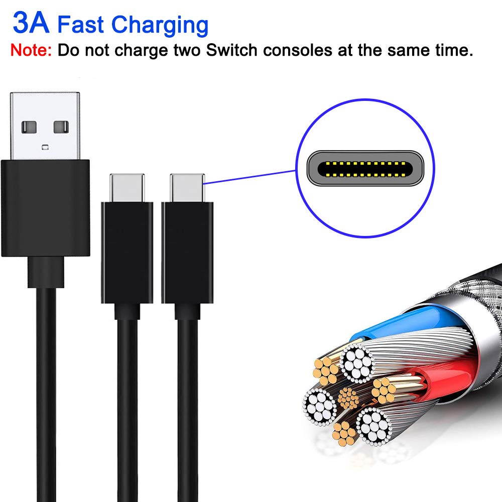 PS5 Xbox Series Controller Charging Cable, USB C Cable 15W 10ft, Type C 2.0 Fast Charging Cord 2 in 1 for Playstation 5, Xbox Series S/X, Nintendo Switch Lite Console & Pro Controller, Smartphone