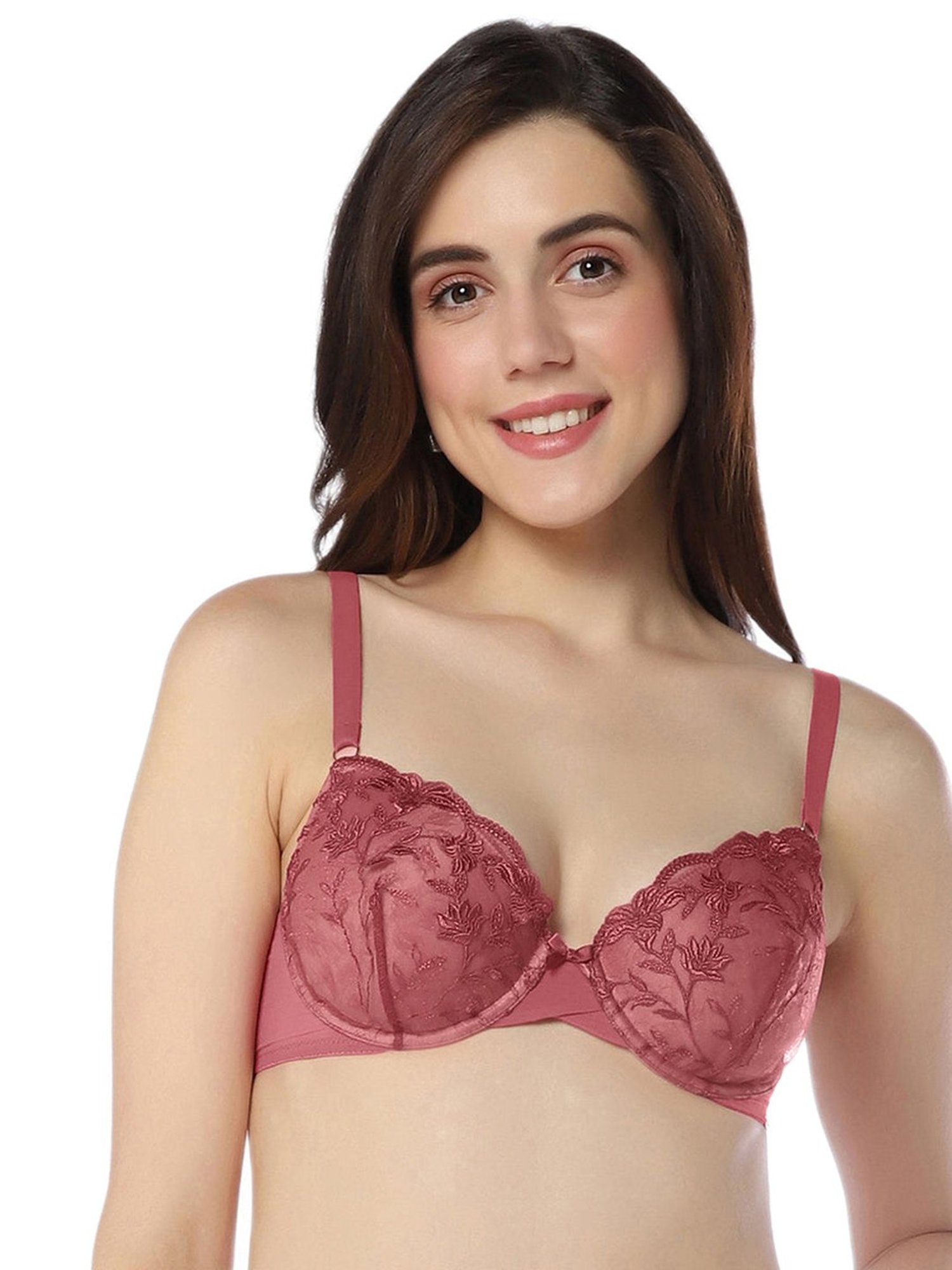 Amante Pink Lace Work T-Shirt Bra