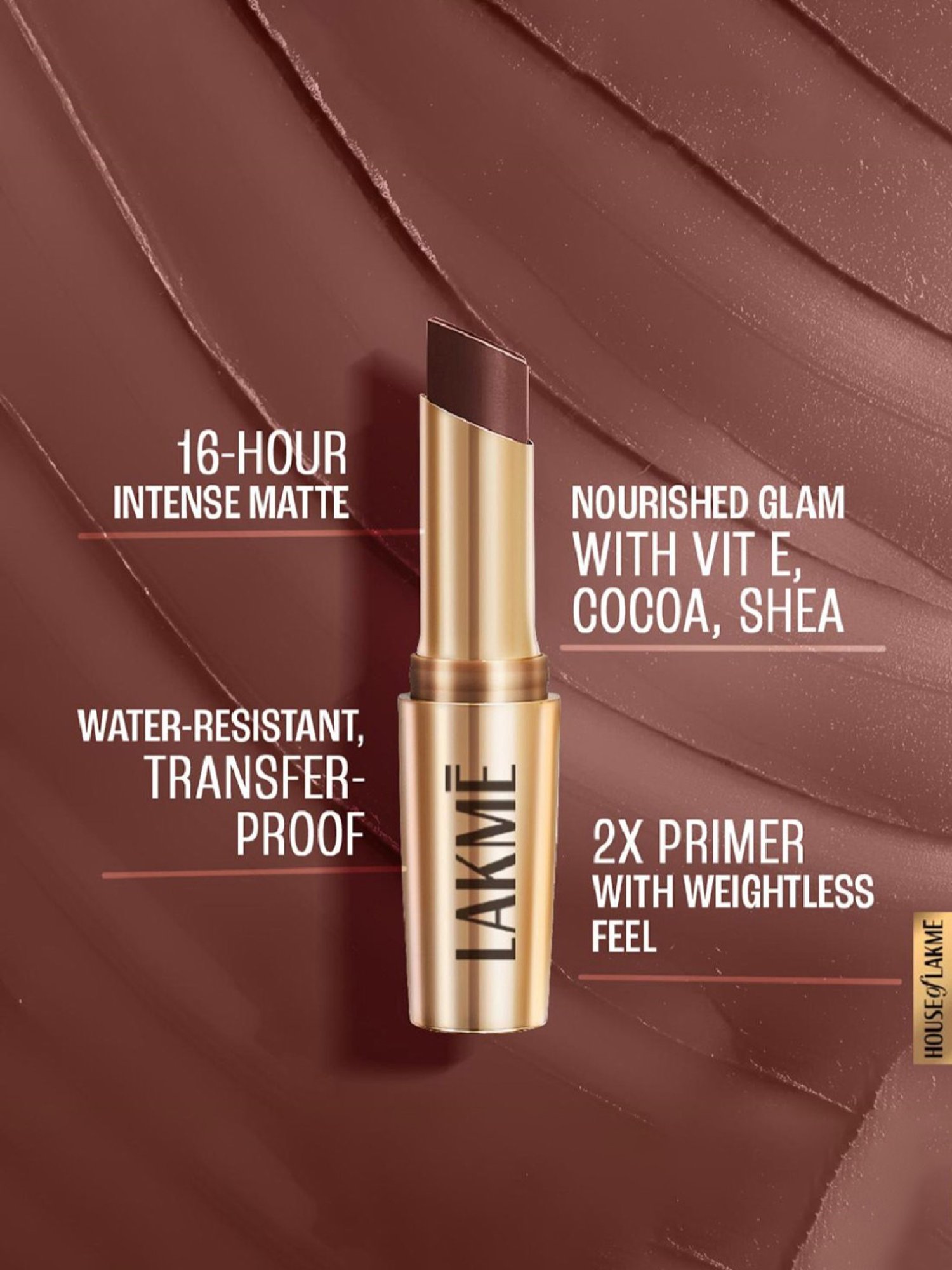 Lakme Priming Matte Lipstick Brown Walnut - 3.6 gm