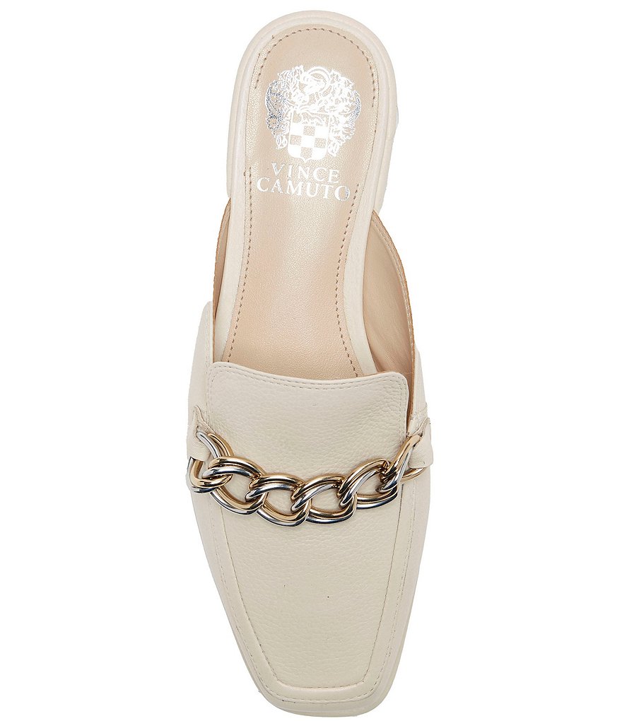 Vince Camuto Rachey Square Toe Chain Detail Leather Mules