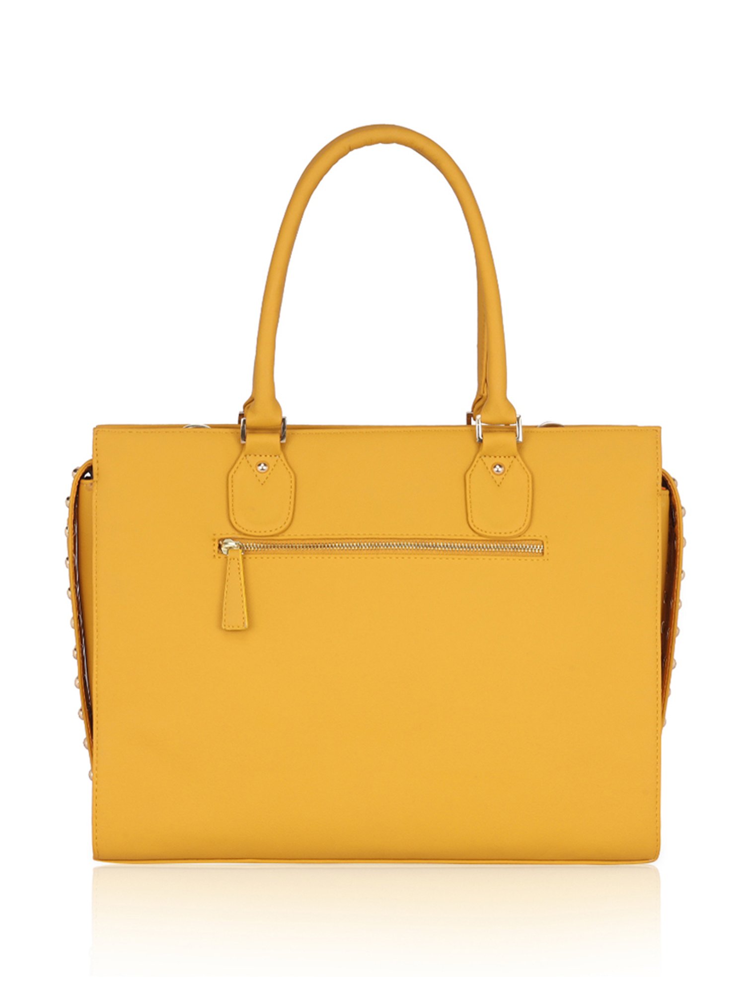 Eume Daffodil Yellow Leather Satchel Handbag