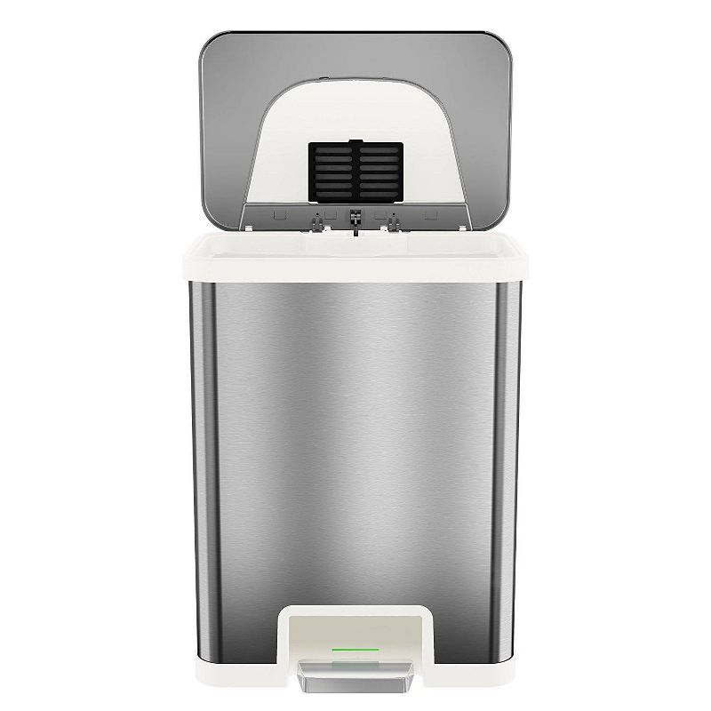 halo quality 13gal TapCan Stainless Steel Pedal Sensor Step Trash Can with White Trim