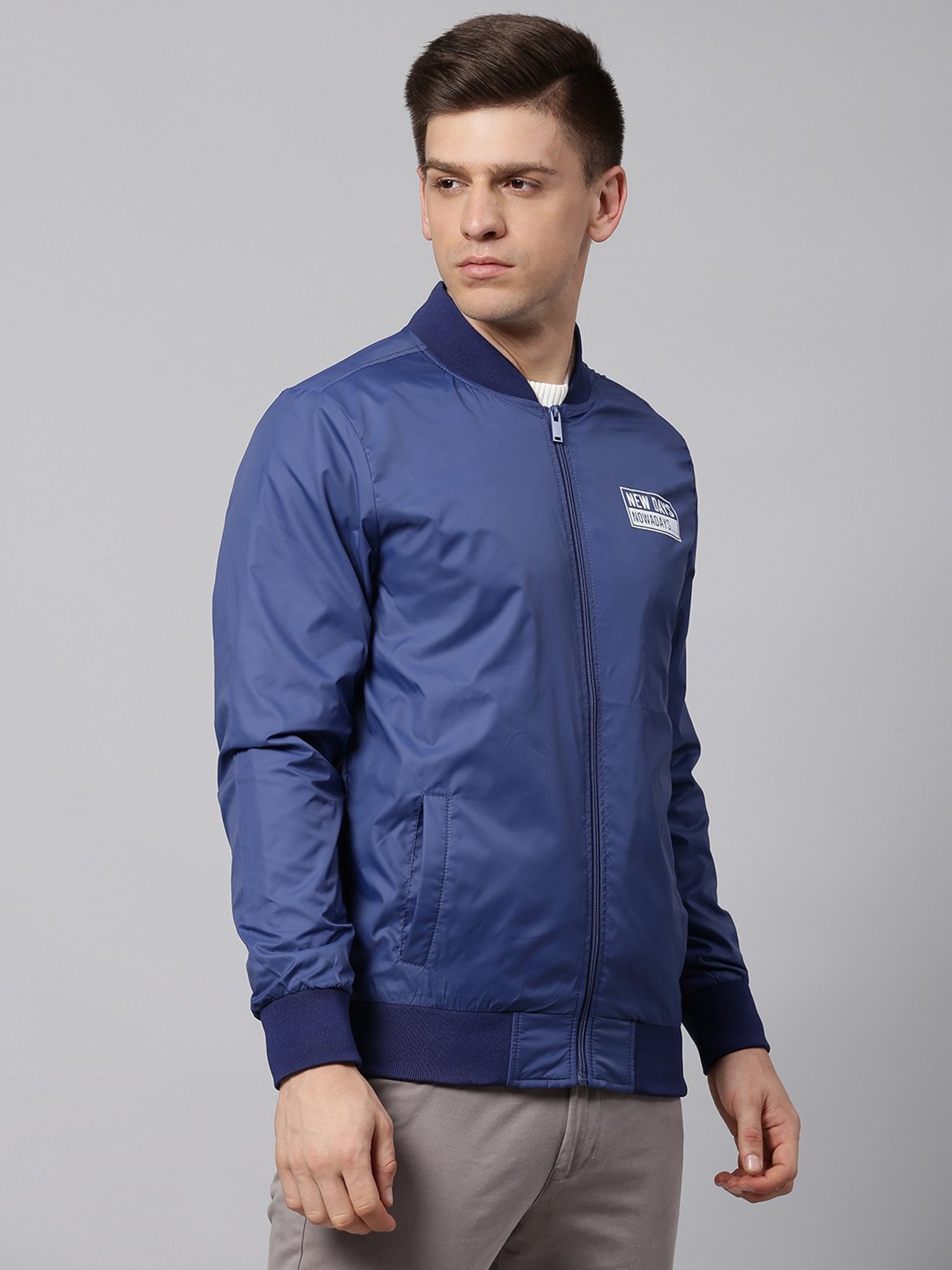 Dennis Lingo Blue Regular Fit Bomber Jacket