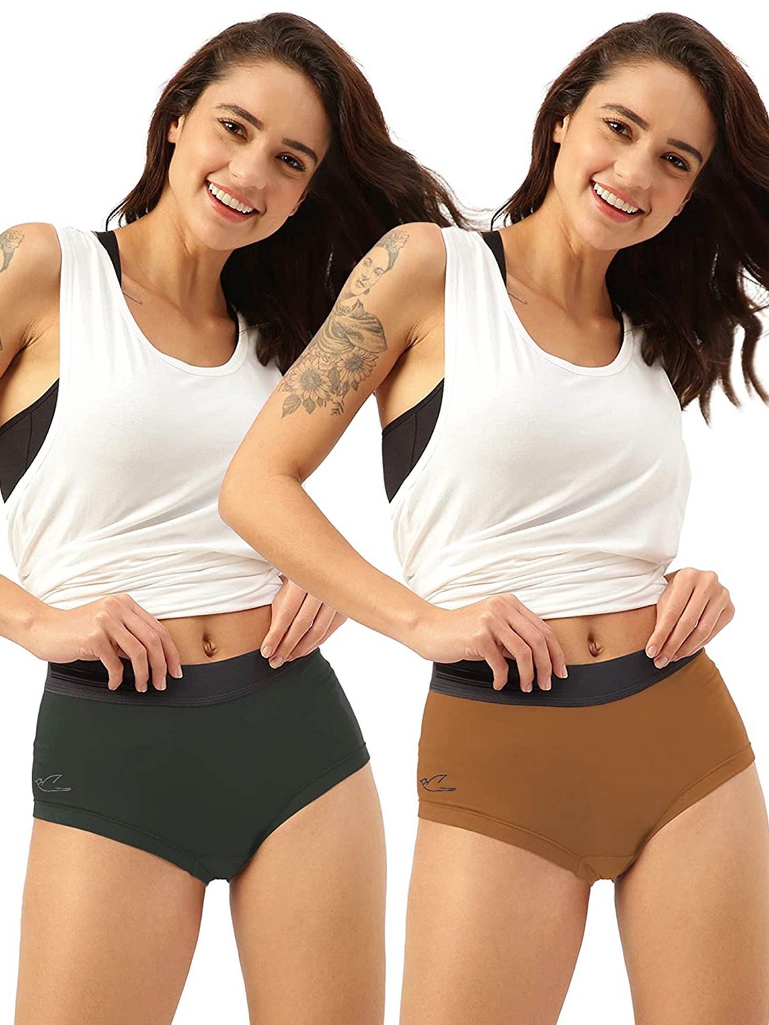 Freecultr Green & Brown Hipster Panty - Pack of 2