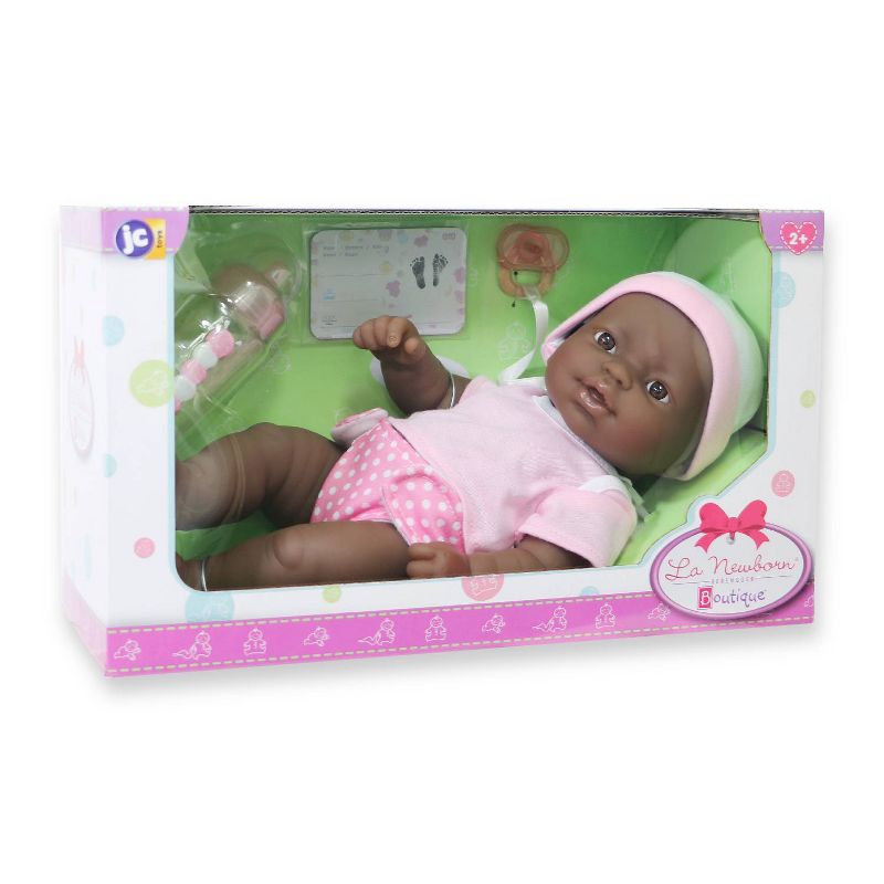 JC Toys La Newborn 12" African American All Vinyl Nursery Gift Set Doll