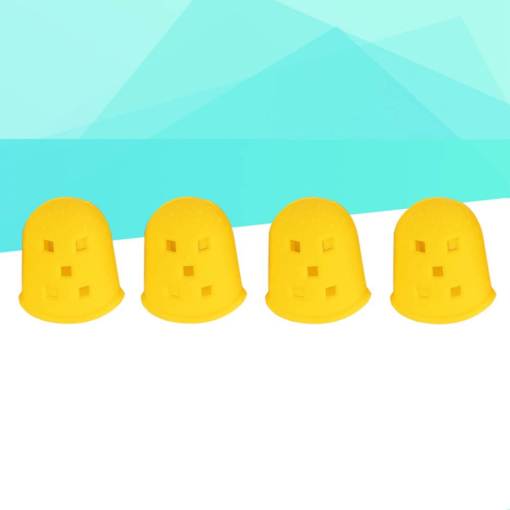 4 Pcs Guitar Fingertip Protectors Silicone Finger Guards Finger Picks Protector Finger Caps for Ukulele Electric Guitar Mandolin - Cyan (M)