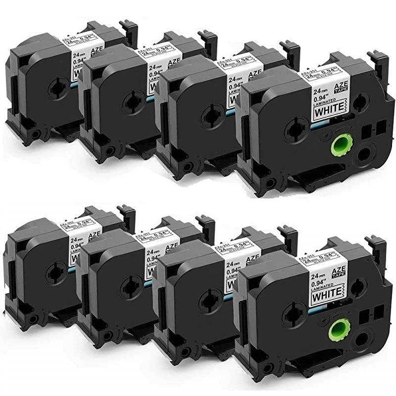 8 Pack Compatible TZe251 24mm 1 Inch Black on White Laminated Label Tape Work with PTouch Label Maker PTD600 PTD600VP PTP700 PTP750W 094 inch 24mm X 262 feet 8m