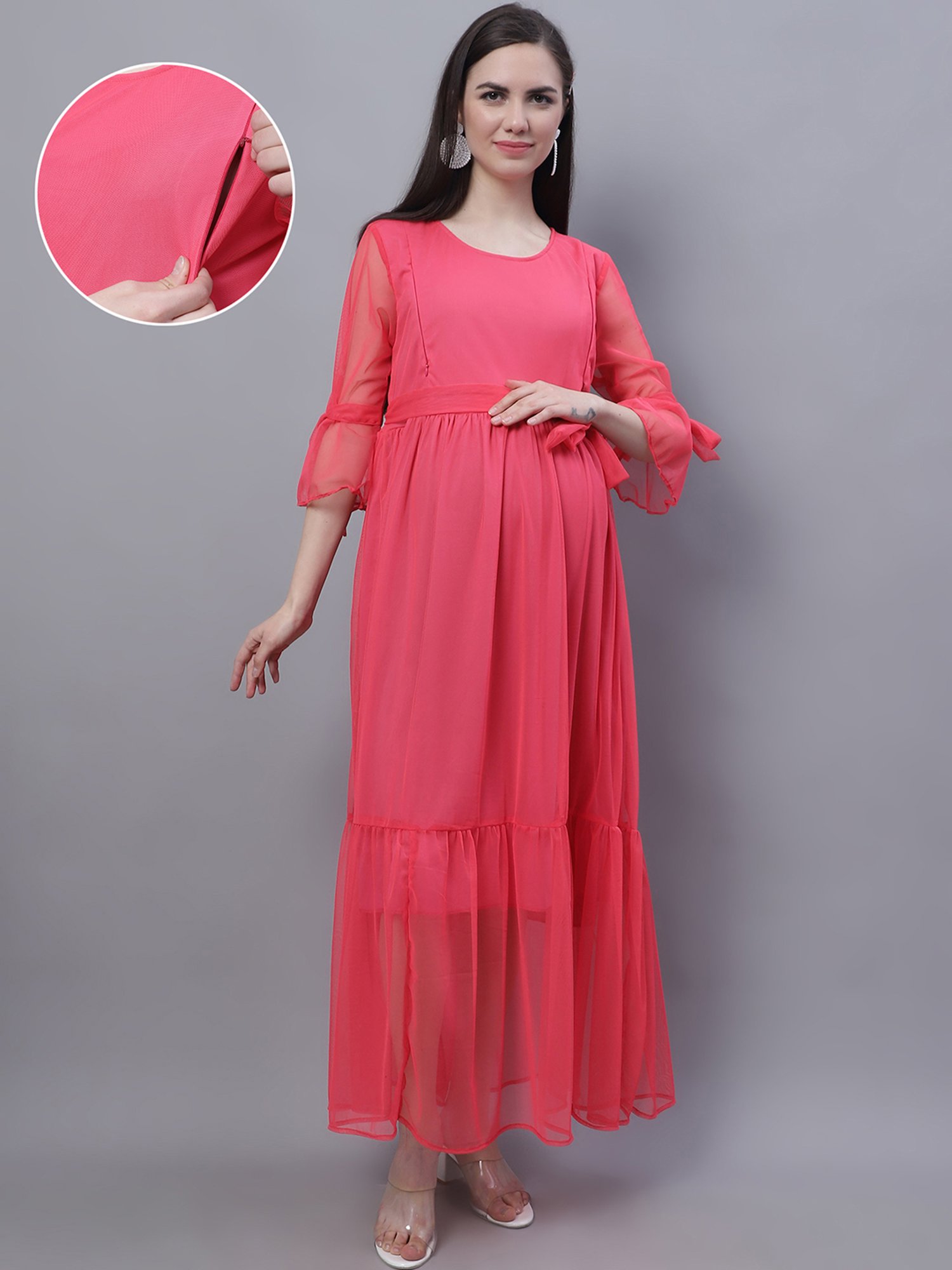 Moms Maternity Pink Plain Dress