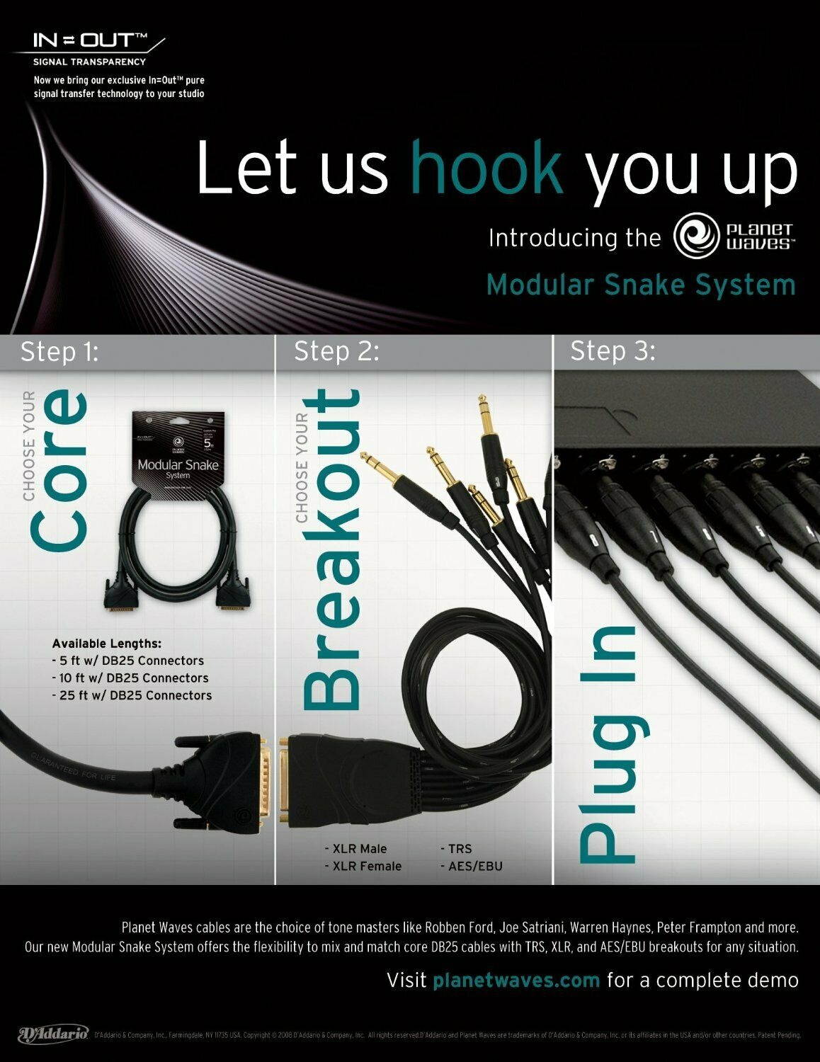 Planet Waves Modular Snake DB25 Core, 50 feet