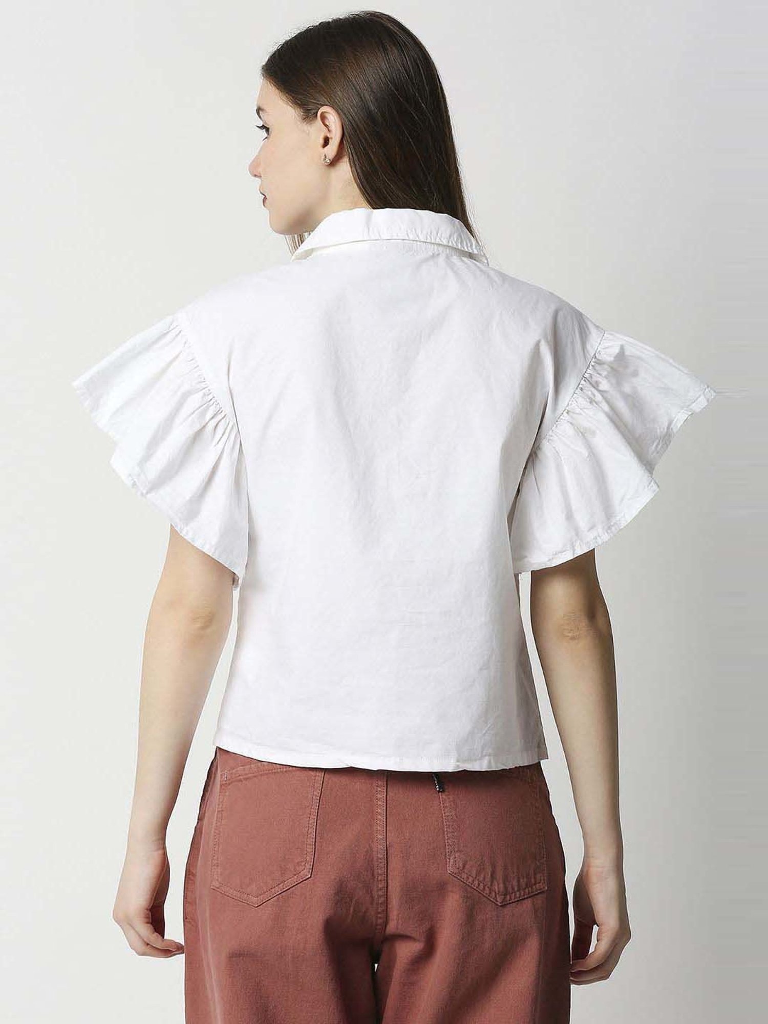 Remanika White Pure Cotton Tie Knot Shirt