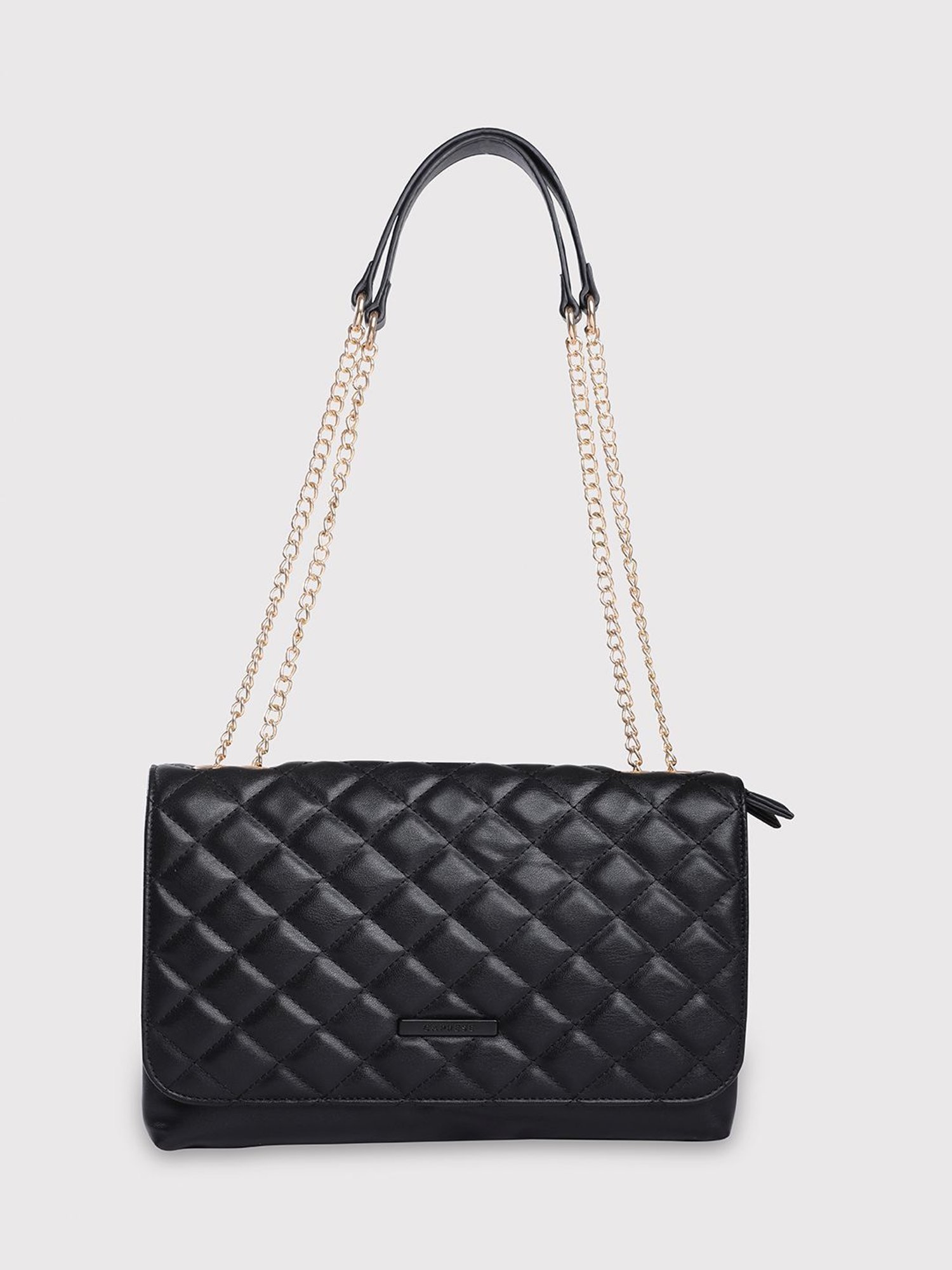 Caprese Black Quilted Medium Sling Handbag