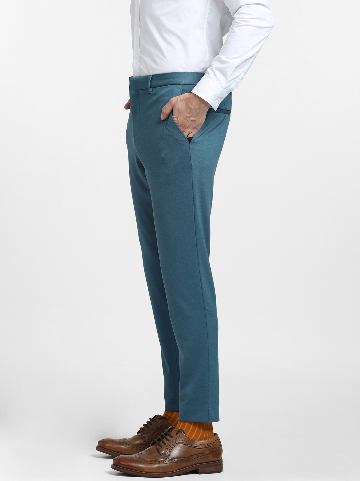 Jack & Jones Teal Slim Fit Flat Front Trousers