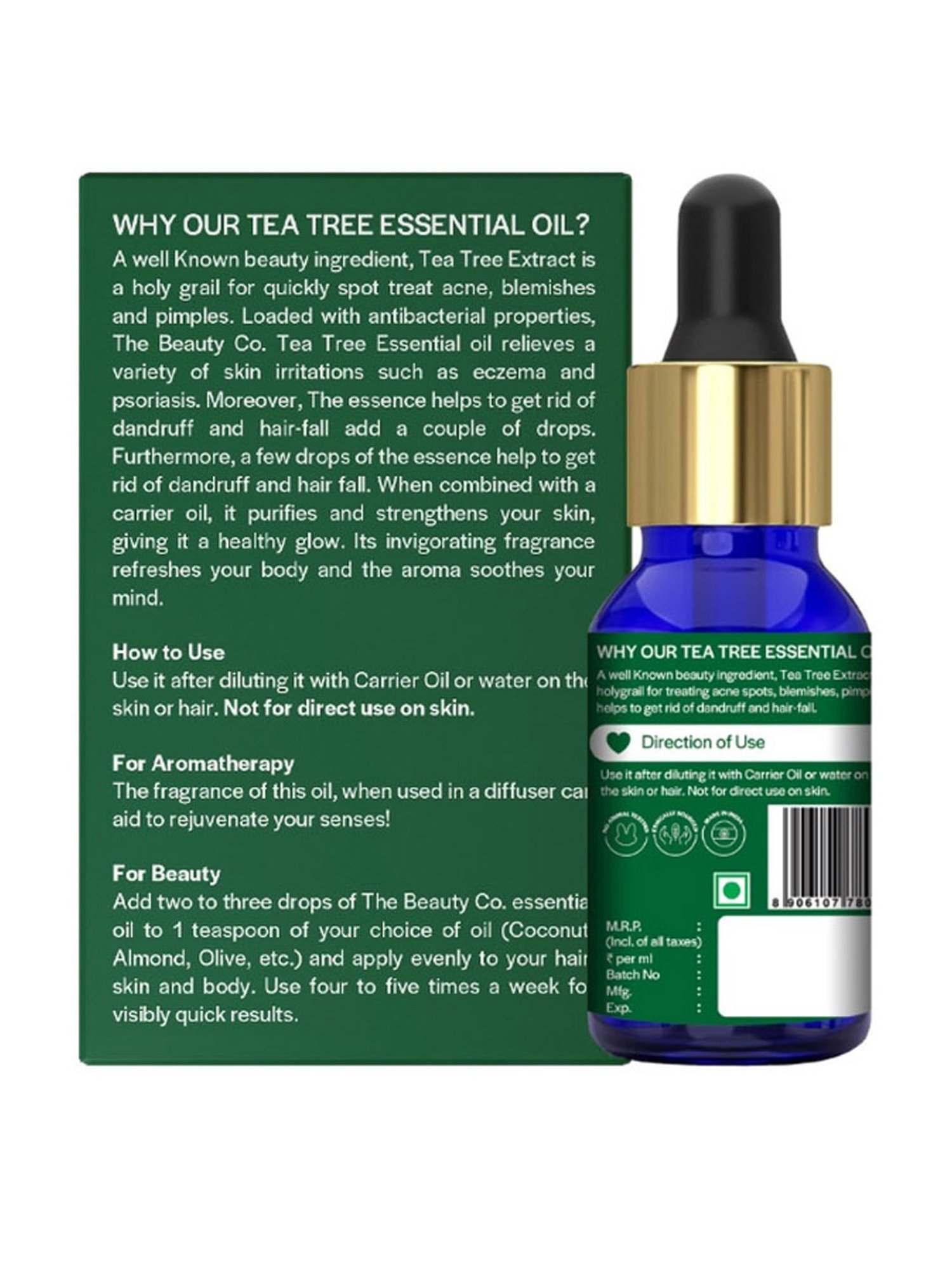 The Beauty Co Tea Tree Oil for Acne and Blemish-Free Skin - 15ml