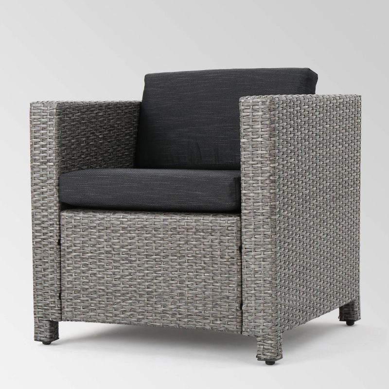 Puerta 8pc Wicker Chat Set - Mix Black/Dark Gray - Christopher Knight Home