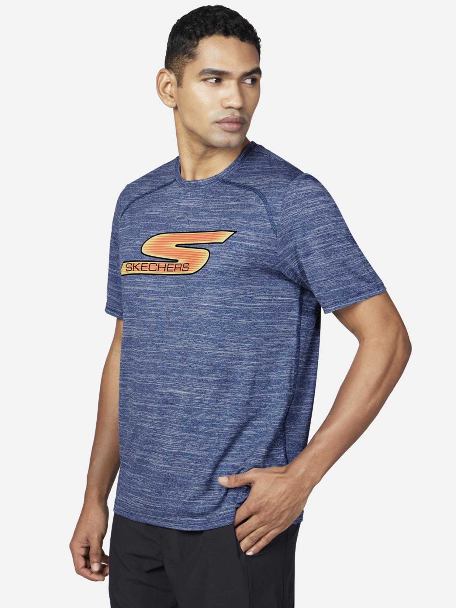Skechers Blue Regular Fit Printed T-Shirt