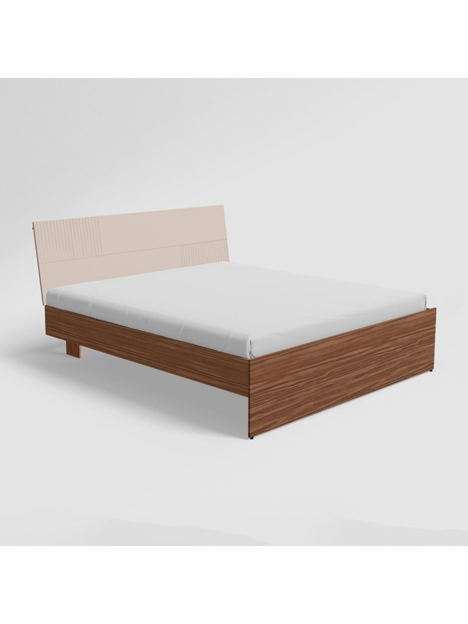 Godrej Interio Flutes Morf Cream Engineered Wood King Size Bed without Storage