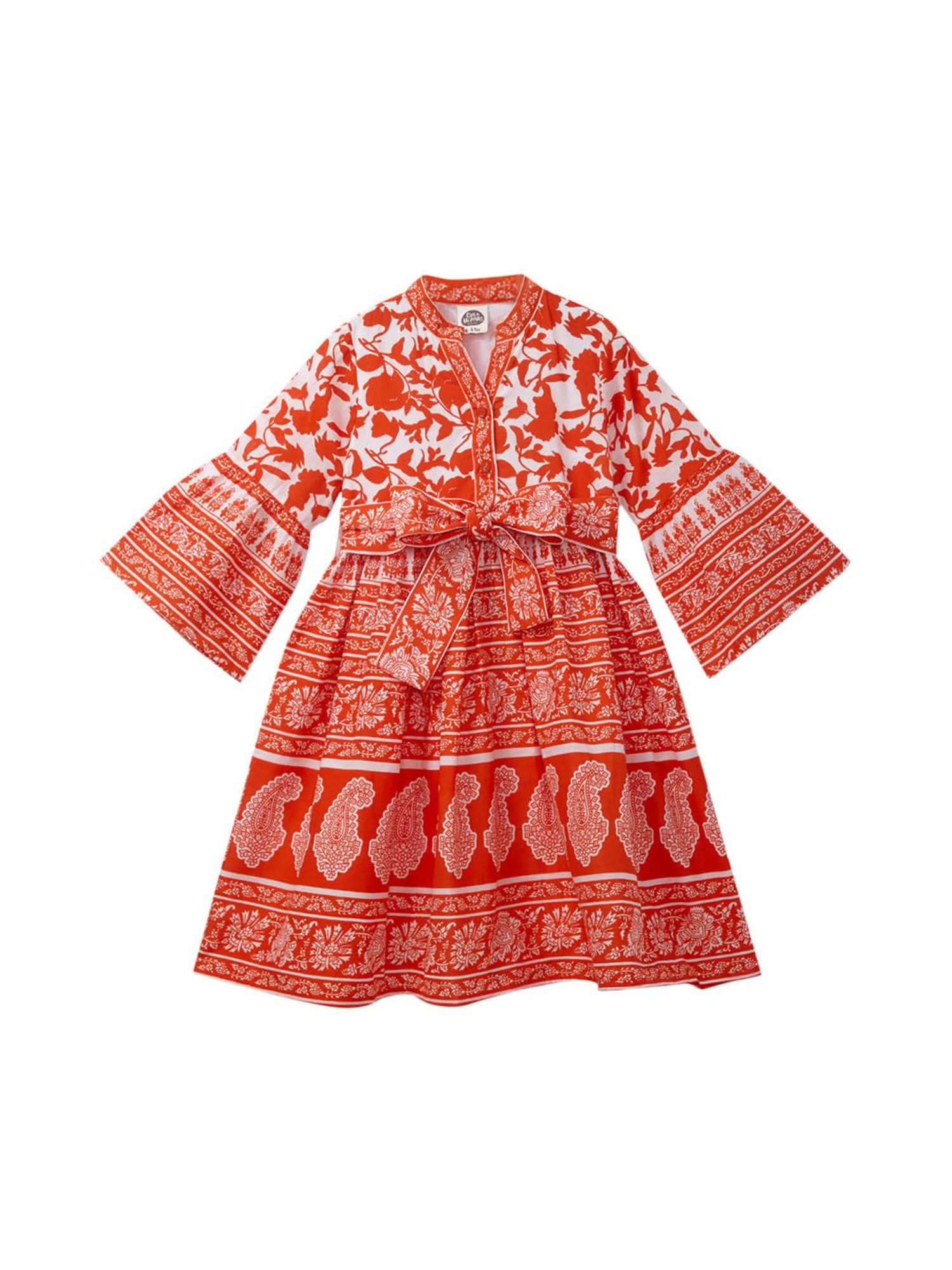 Cub McPaws Kids Orange Printed Dress