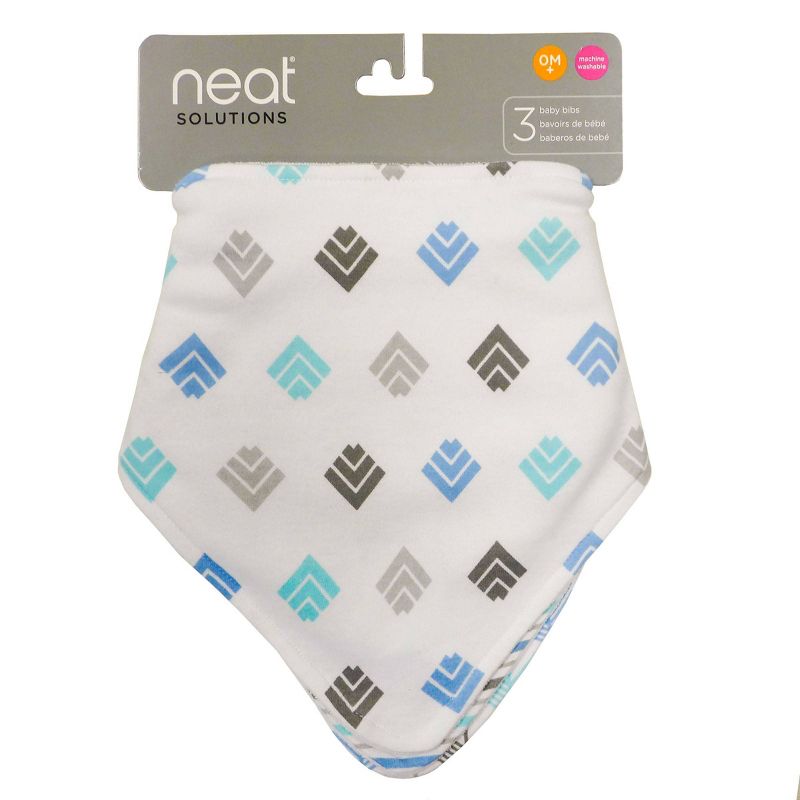 Neat Solutions Interlock/Knit Terry Bandana Bib Set - Blue Arrowhead - 3pk