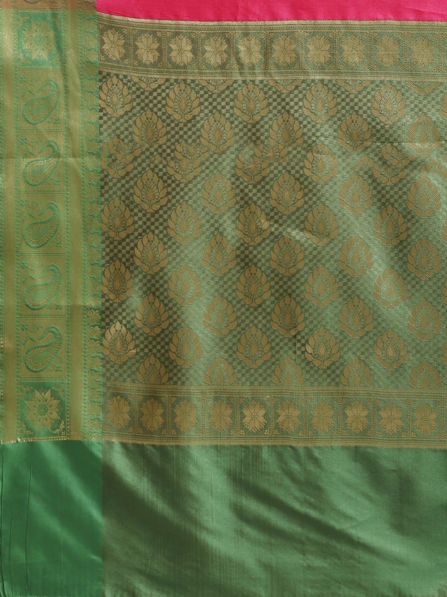 Banarasi Silk Works Pink Woven Saree With Unstitched Blouse