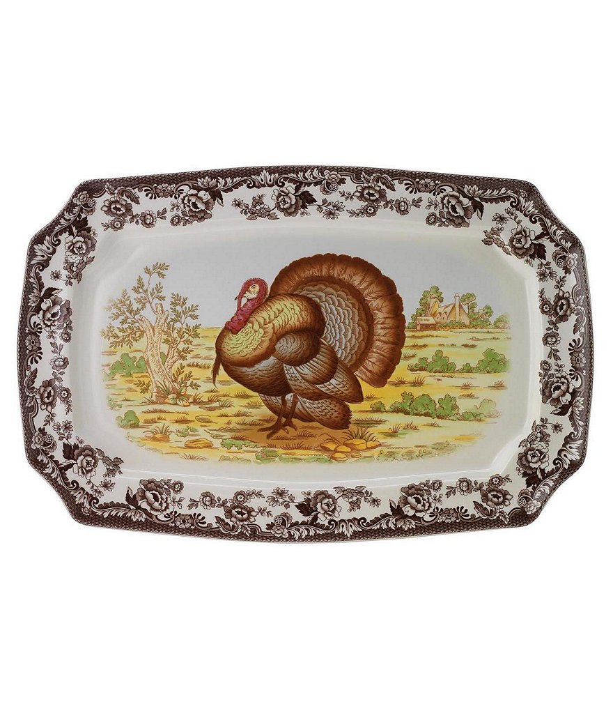 Spode Festive Fall Collection Woodland Turkey Rectangular Platter