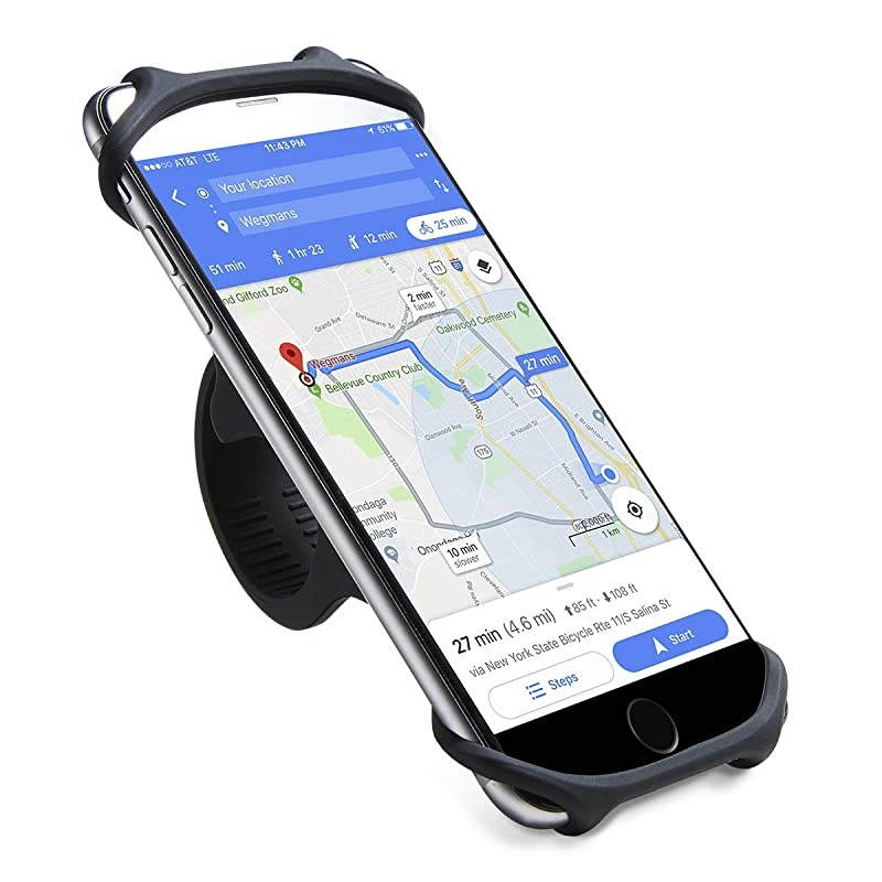 Universal Phone Mount for Bike NonSlip Shockproof German Silicone Cellphone Bicycle Motorcycle Holder Mobile Smartphone Compatible for iPhone X XS MAXPlus 8 7 6 5GalaxyNote Black L