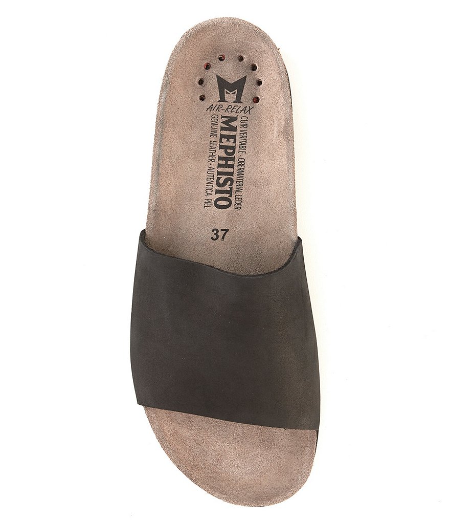 Mephisto Hanik Nubuck Leather Cork Wedge Slides