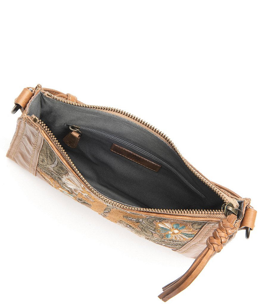 Frye Melissa Floral Embroidery Top Zip Crossbody Bag