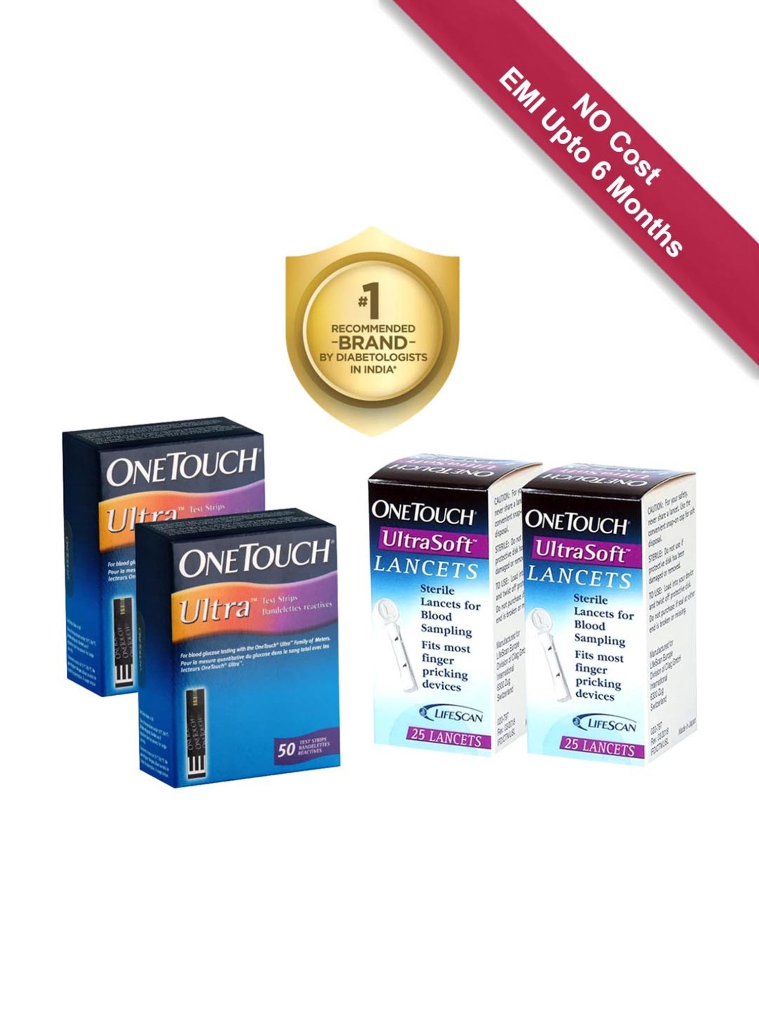OneTouch Ultra Test Strips | Pack of 100 Strips with 50 OneTouch UltraSoft Lancets