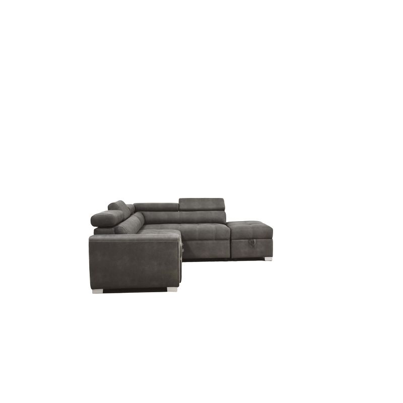 Thelma Sectional Sofa Gray Polished Microfiber - Acme Furniture