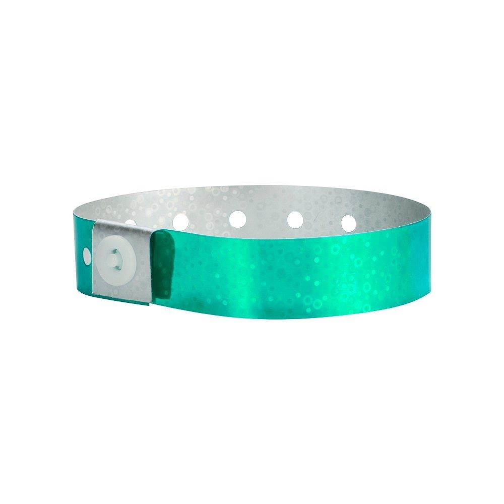 WristCo Holographic Aqua Plastic Wristbands - 100 Pack Wristbands For Events