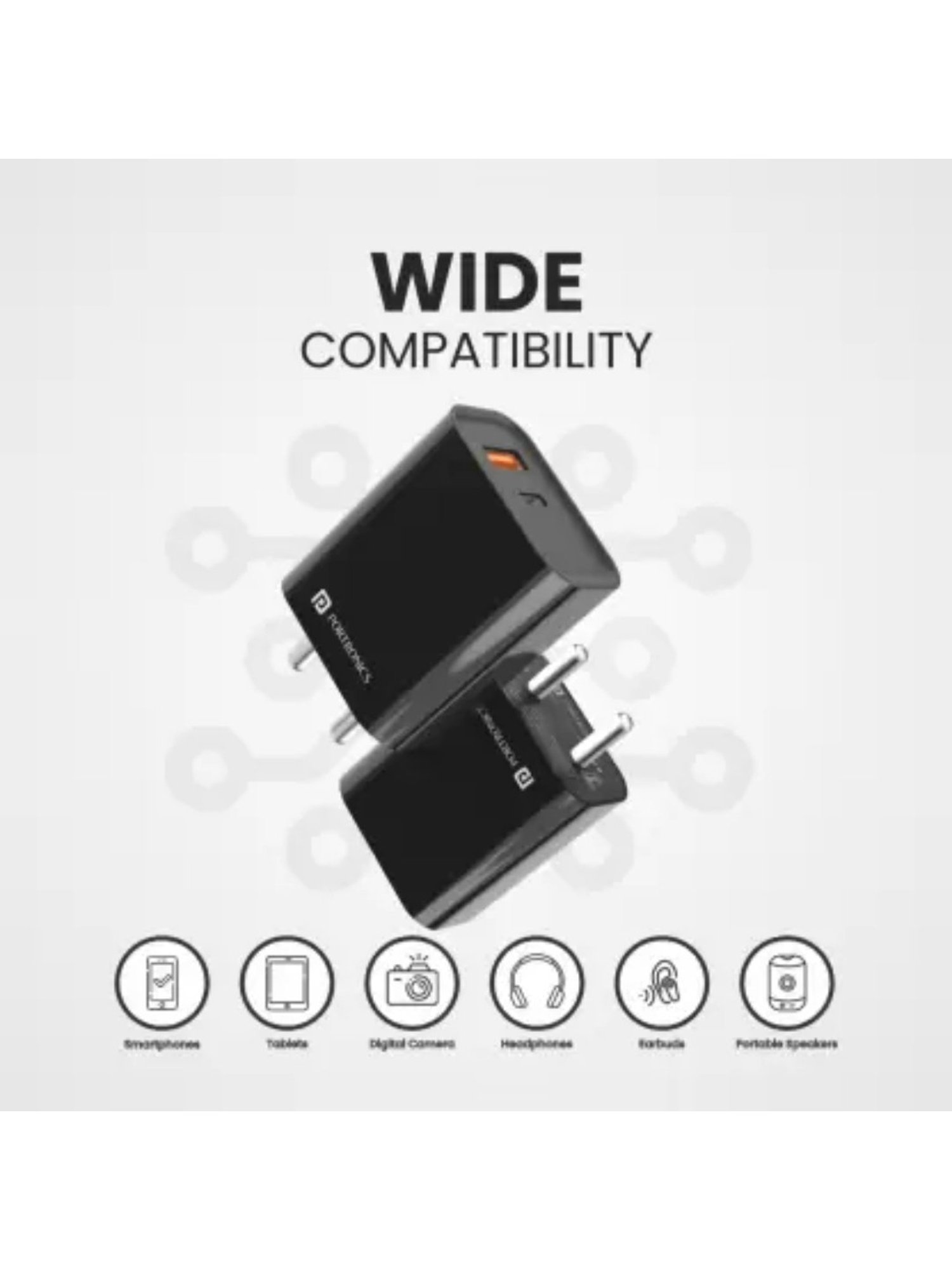 Portronics Adapto 45 20W Mobile Charger Adapter with Dual Port (USB A + PD Type C) - Black