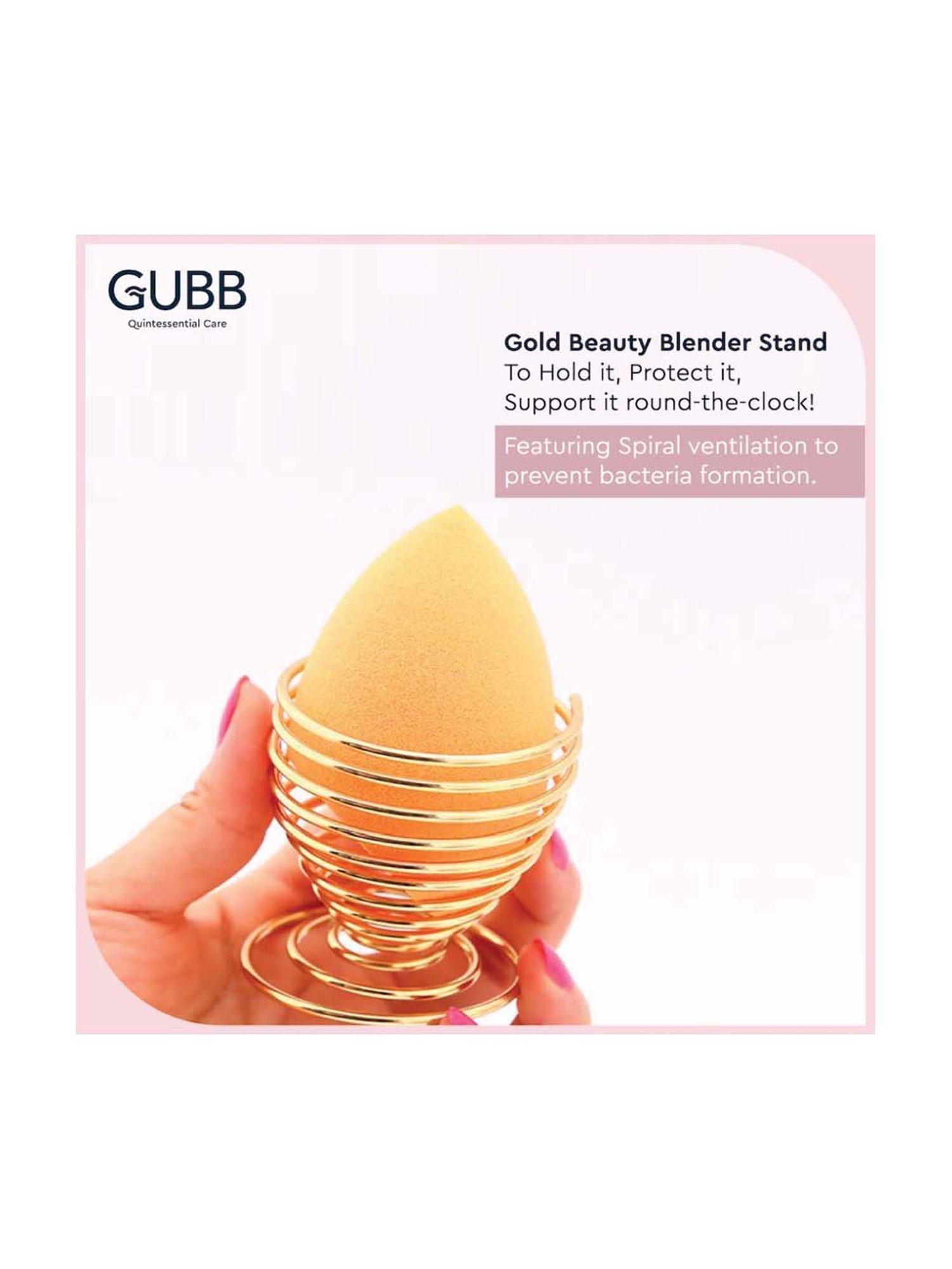 GUBB Beauty Blender Stand, Makeup Sponge Holder - Golden