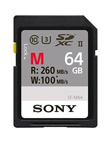 Sony Memory Card 64GB, UHS-II SD, CL10, U3, Max R260MB/s, W100MB/s (SF-M64/T)