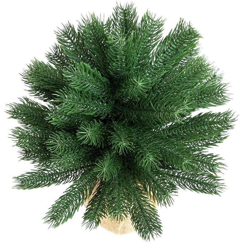 Okuna Outpost Mini Christmas Decoration Pine Tree, Burlap Wrapped Plants (17 in)