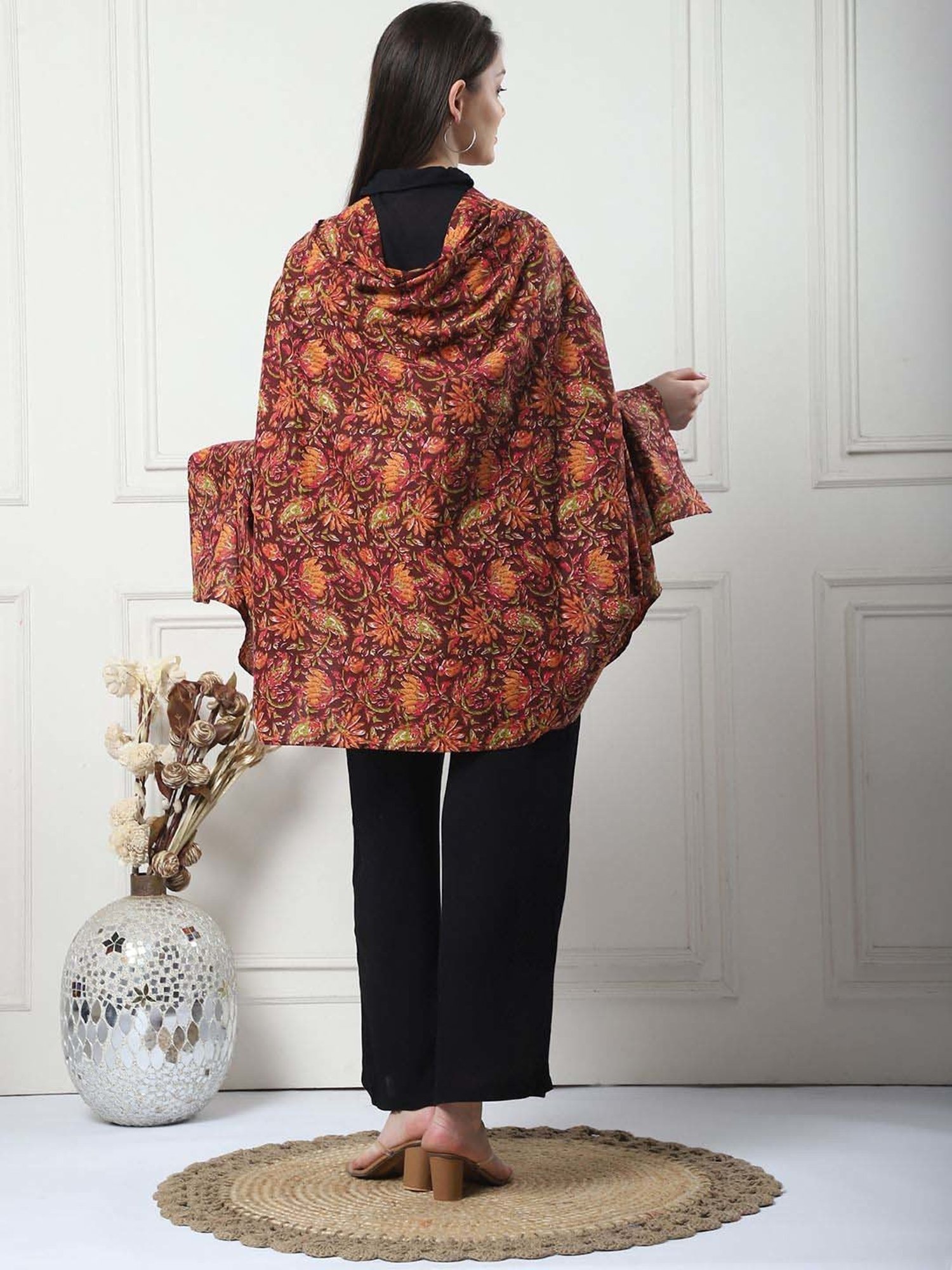 Secret Wish Brown Cotton Floral Straight Nursing Cover