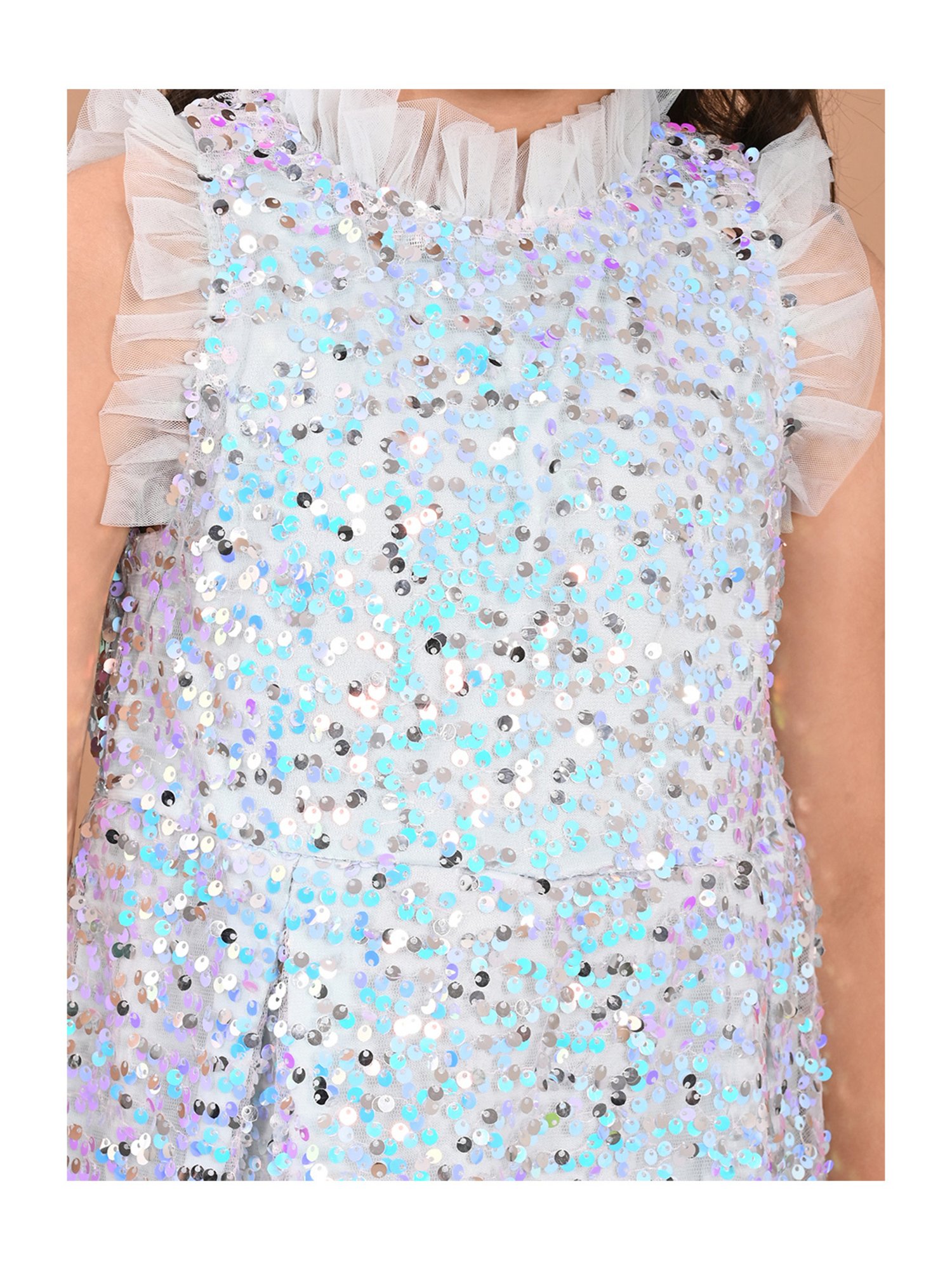 LilPicks Kids Blue Embellished Dress