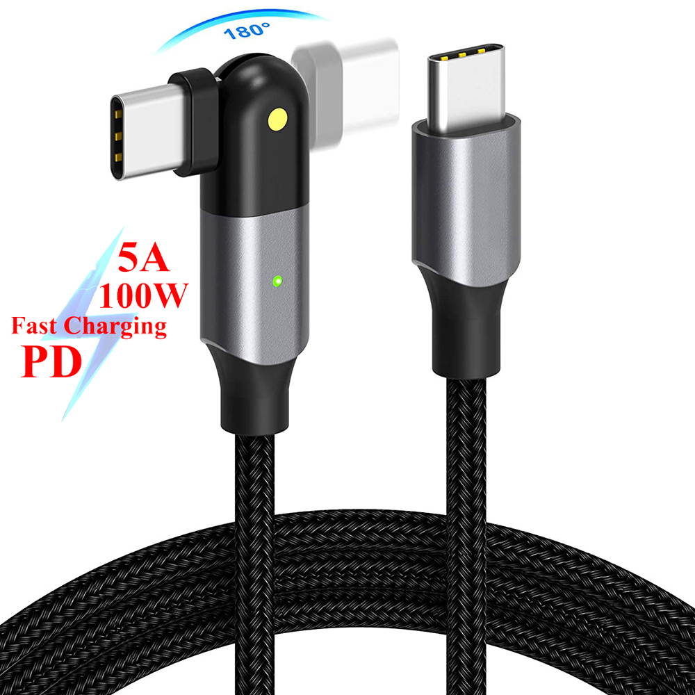 USB C to USB C 100W Fast Charging Cable 6.6ft, 180 Degree Rotatable Type C Charger Cord Compatible with MacBook Pro 2020/2019/2018, iPad Pro 2020/2018,Galaxy S20 S9,Pixel,Switch