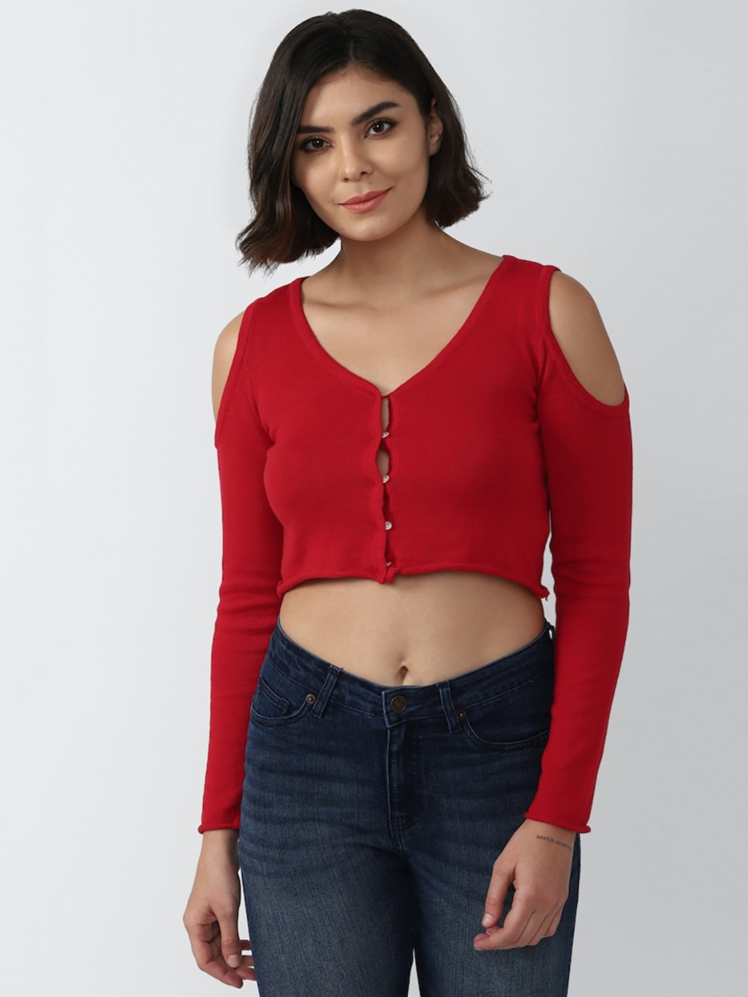 Forever 21 Red Cotton Crop Top