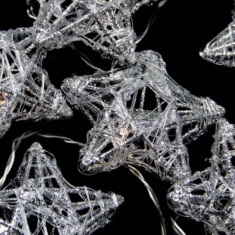 Penn 10 Battery Operated Clear LED Spun Glass Star Christmas Lights