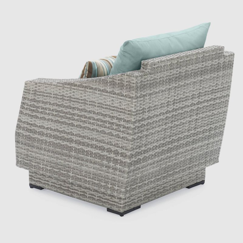 Cannes 5-Piece Wicker Patio Chat Furniture Set - Blue