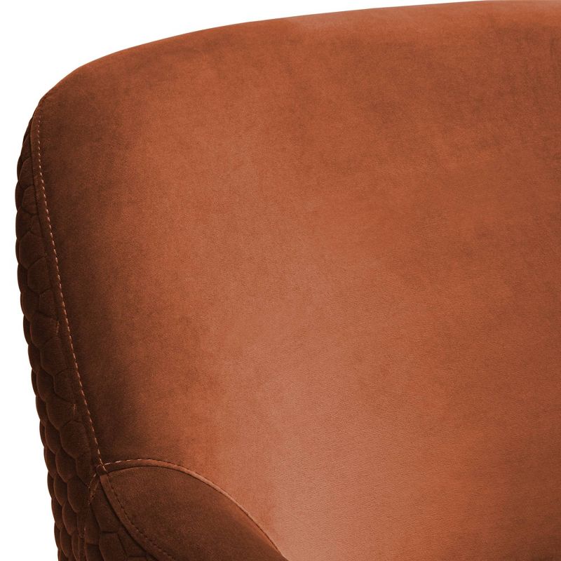 Studio 55D Ames Quilted Pumpkin Velvet Modern Swivel Club Chair
