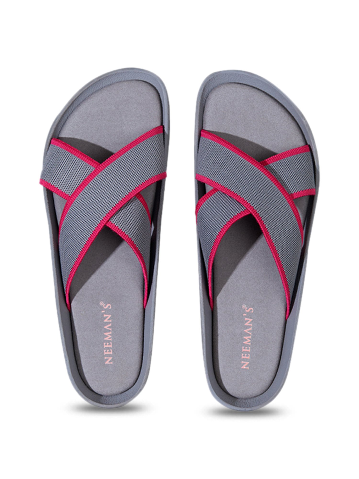 Neemans Women's Grey Cross Strap Sandals
