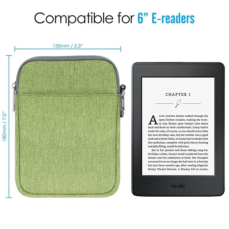 6 Inch Kindle Sleeve Case Fits for AllNew Kindle 10th Generation 2019Kindle Paperwhite 2018 Nylon Cover Pouch Bag for Kindle VoyageKindle 8th Gen 2016Kindle Oasis 6 EReader Green