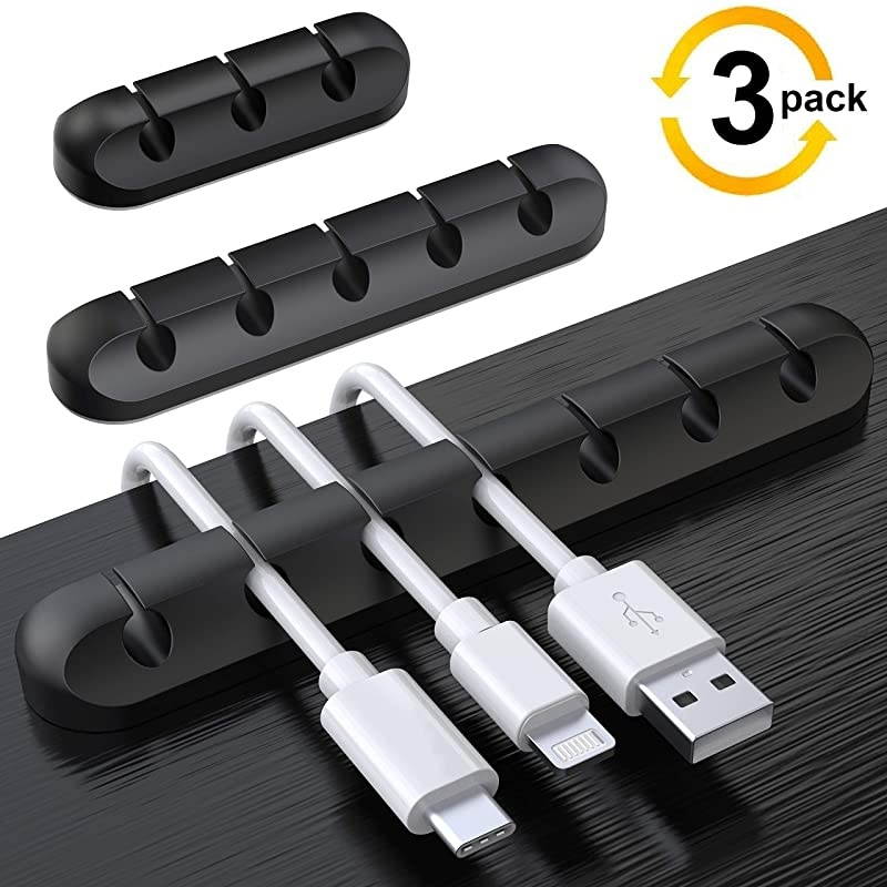 Cable Holder Clips 3Pack Cable Management Cord Organizer Clips Silicone Self Adhesive for Desktop USB Charging Cable Power Cord Mouse Cable Wire PC Office Home