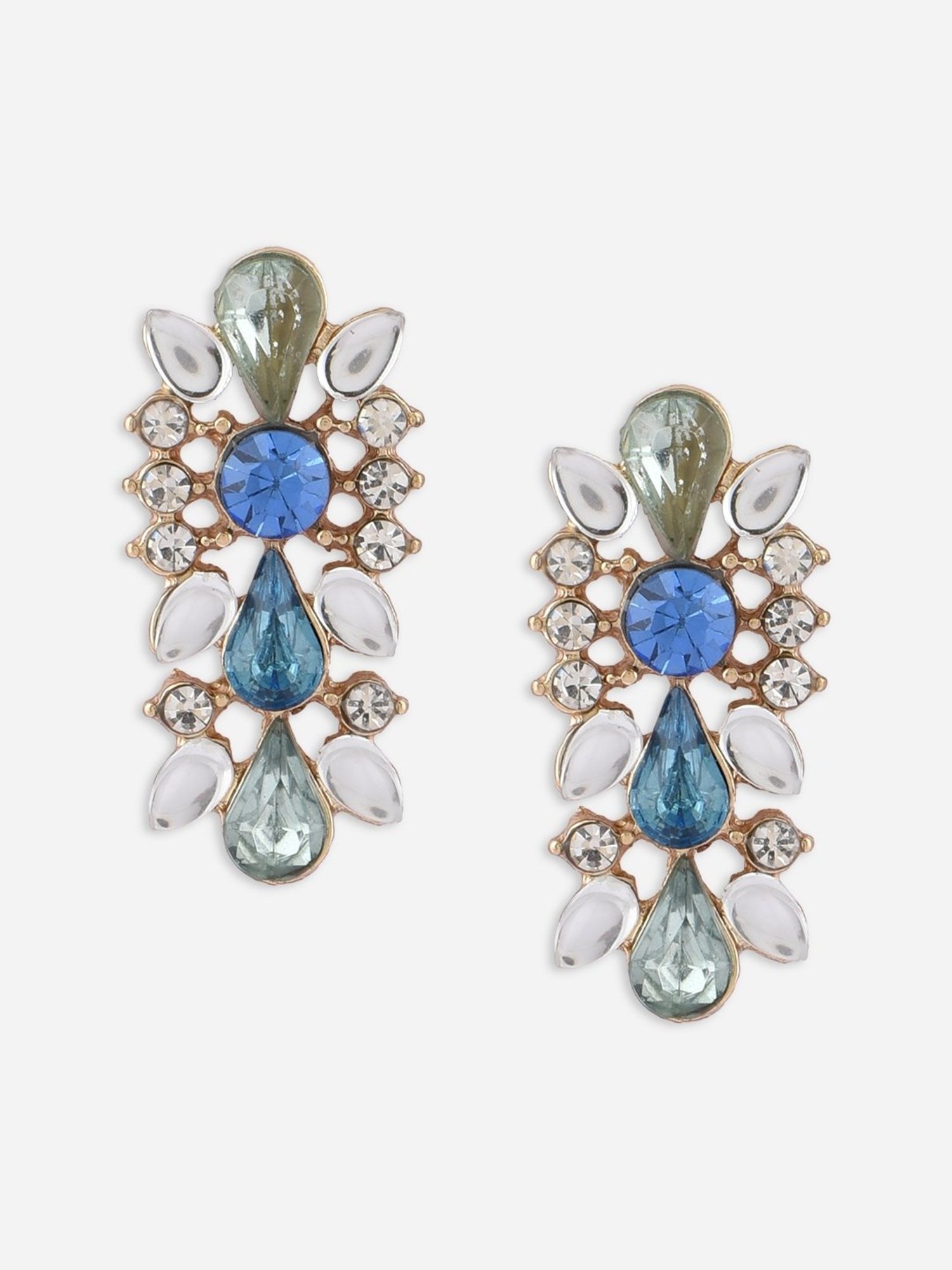 ToniQ Lavish Fusion Look Alloy Blue Drop Earrings for Women
